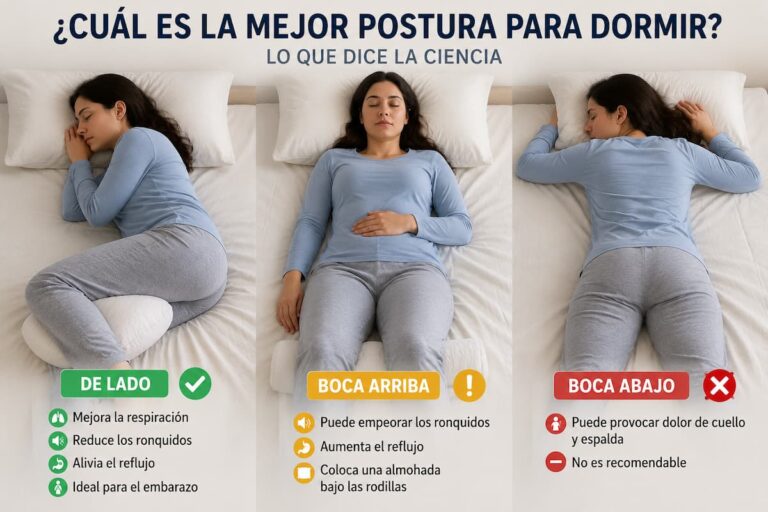 infografia con distintas posturas para dormir