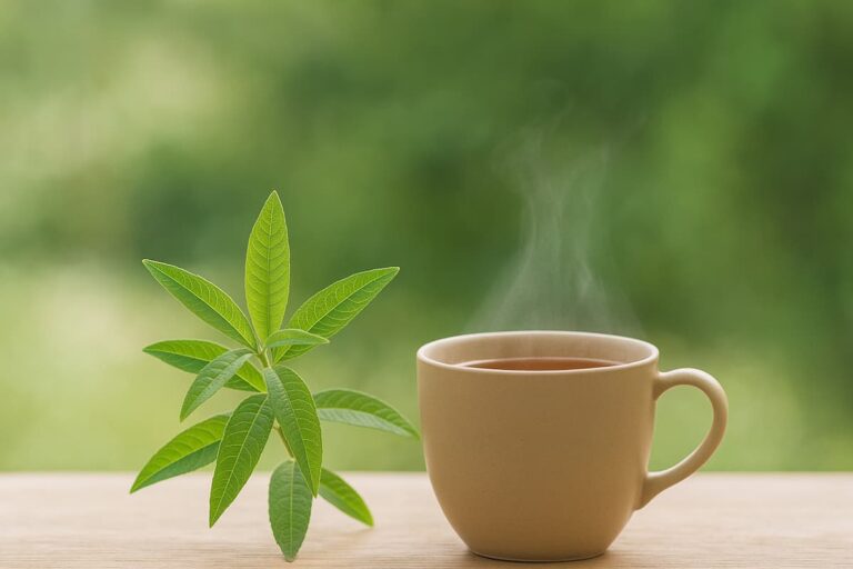 Infusión de cedron o verbena caliente en taza