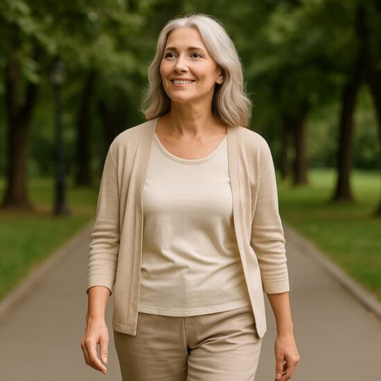 Vienestar, vitalidad y confianza: la puerta que abre una resignificación de la menopausia. Nujer sonrientes con expresión de bienestar y plenitud en la etapa de la menopausia.